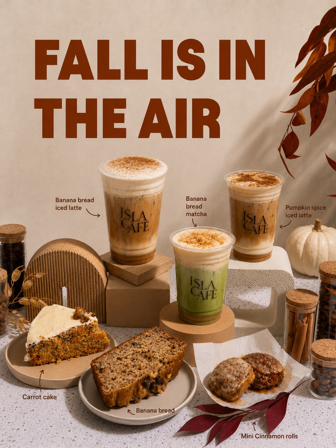 Fall is officially in the air at Isla Café 🍂☕️🤎
Our NEW FALL MENU just dropped, sweet bites & all the fall vibes.
Co